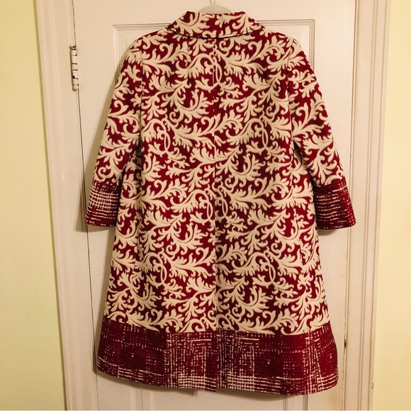 NWT Ellen Tracy Long Trench Coat Blazer Jacket Woven Colorful - Picture 3 of 7